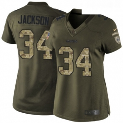 Womens Nike Oakland Raiders 34 Bo Jackson Elite Green Salute to Service NFL Jersey