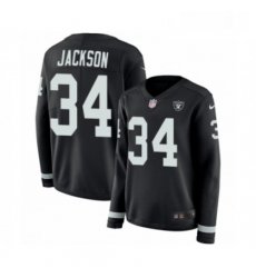 Womens Nike Oakland Raiders 34 Bo Jackson Limited Black Therma Long Sleeve NFL Jersey