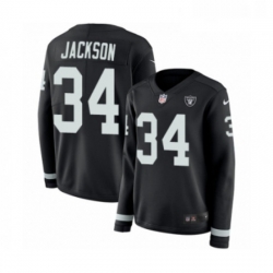 Womens Nike Oakland Raiders 34 Bo Jackson Limited Black Therma Long Sleeve NFL Jersey