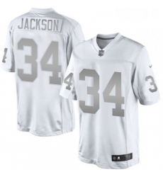 Womens Nike Oakland Raiders 34 Bo Jackson Limited White Platinum NFL Jersey
