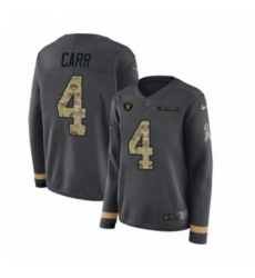 Womens Nike Oakland Raiders 4 Derek Carr Limited Black Salute to Service Therma Long Sleeve NFL Jersey