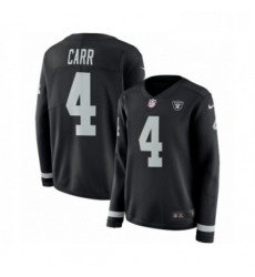 Womens Nike Oakland Raiders 4 Derek Carr Limited Black Therma Long Sleeve NFL Jersey