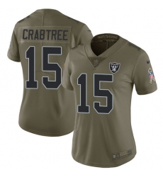 Womens Nike Raiders #15 Michael Crabtree Olive  Stitched NFL Limited 2017 Salute to Service Jersey