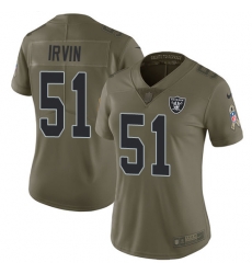 Womens Nike Raiders #51 Bruce Irvin Olive  Stitched NFL Limited 2017 Salute to Service Jersey
