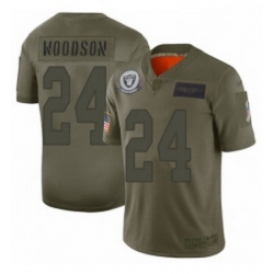 Womens Oakland Raiders 24 Charles Woodson Limited Camo 2019 Salute to Service Football Jersey