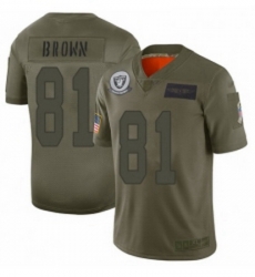 Womens Oakland Raiders 81 Tim Brown Limited Camo 2019 Salute to Service Football Jersey