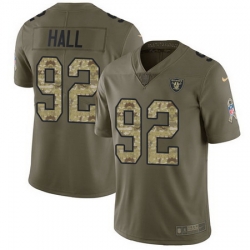 Nike Raiders #92 P J Hall Olive Camo Youth Stitched NFL Limited 2017 Salute to Service Jersey