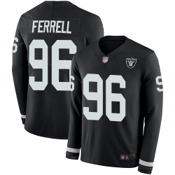 Raiders 96 Clelin Ferrell Black Team Color Youth Stitched Football Limited Therma Long Sleeve Jersey