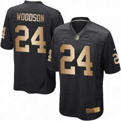 Youth Nike Oakland Raiders 24 Charles Woodson Elite BlackGold Team Color NFL Jersey