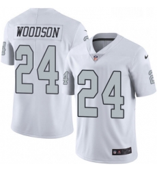Youth Nike Oakland Raiders 24 Charles Woodson Elite White Rush Vapor Untouchable NFL Jersey