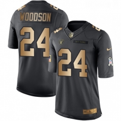 Youth Nike Oakland Raiders 24 Charles Woodson Limited BlackGold Salute to Service NFL Jersey