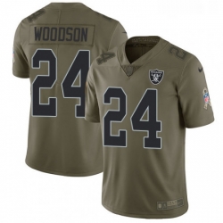 Youth Nike Oakland Raiders 24 Charles Woodson Limited Olive 2017 Salute to Service NFL Jersey