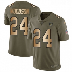 Youth Nike Oakland Raiders 24 Charles Woodson Limited OliveGold 2017 Salute to Service NFL Jersey