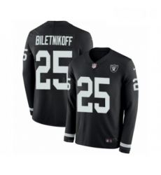 Youth Nike Oakland Raiders 25 Fred Biletnikoff Limited Black Therma Long Sleeve NFL Jersey
