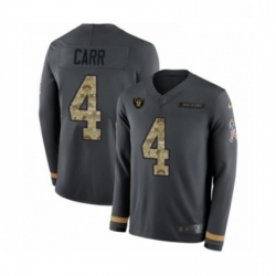 Youth Nike Oakland Raiders 4 Derek Carr Limited Black Salute to Service Therma Long Sleeve NFL Jersey