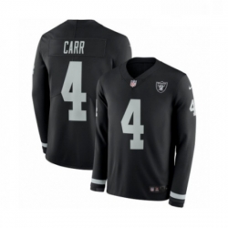Youth Nike Oakland Raiders 4 Derek Carr Limited Black Therma Long Sleeve NFL Jersey
