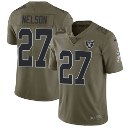 Youth Nike Raiders #27 Reggie Nelson Olive Stitched NFL Limited 2017 Salute to Service Jersey