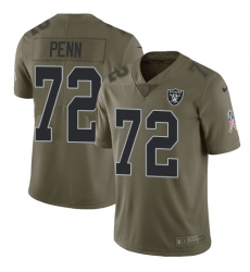 Youth Nike Raiders #72 Donald Penn Olive Stitched NFL Limited 2017 Salute to Service Jersey