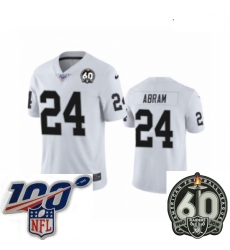Youth Oakland Raiders #24 Johnathan Abram White 60th Anniversary Vapor Untouchable Limited Player 100th Season Football Jersey