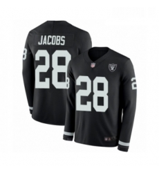 Youth Oakland Raiders 28 Josh Jacobs Limited Black Therma Long Sleeve Football Jersey