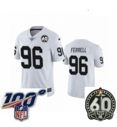 Youth Oakland Raiders #96 Clelin Ferrell White 60th Anniversary Vapor Untouchable Limited Player 100th Season Football Jersey