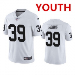 Youth las Vegas Raiders 39 Nate Hobbs white vapor limited jersey 