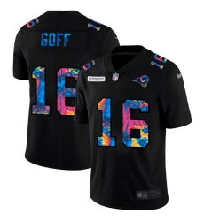 Los Angeles Rams 16 Jared Goff Men Nike Multi Color Black 2020 NFL Crucial Catch Vapor Untouchable Limited Jersey