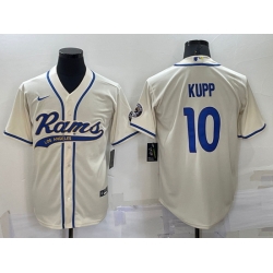 Men Los Angeles Rams 10 Cooper Kupp Bone Cool Base Stitched Baseball Jersey