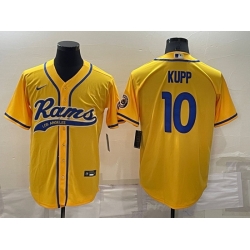 Men Los Angeles Rams 10 Cooper Kupp Yellow Cool Base Stitched Baseball Jersey