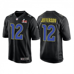 Men Los Angeles Rams 12 Van Jefferson 2022 Black Super Bowl LVI Game Stitched Jersey