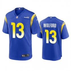 Men Los Angeles Rams 13 John Wolford Royal Stitched Football Game Jersey