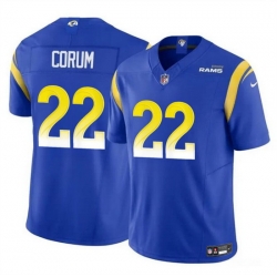 Men Los Angeles Rams 22 Blake Corum Blue 2024 Draft F U S E Vapor Untouchable Stitched Football Jersey