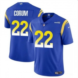 Men Los Angeles Rams 22 Blake Corum Blue 2024 Draft Vapor Untouchable Stitched Football Jersey