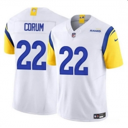 Men Los Angeles Rams 22 Blake Corum White 2024 Draft F U S E Vapor Untouchable Stitched Football Jersey
