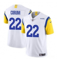 Men Los Angeles Rams 22 Blake Corum White 2024 Draft Vapor Untouchable Stitched Football Jersey