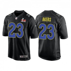 Men Los Angeles Rams 23 Cam Akers 2022 Black Super Bowl LVI Game Stitched Jersey
