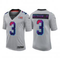 Men Los Angeles Rams 3 Odell Beckham Jr  2022 Grey Super Bowl LVI Limited Stitched Jersey