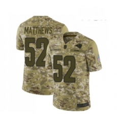 Men Los Angeles Rams 52 Clay Matthews Limited Camo 2018 Salute to Service Football Jersey
