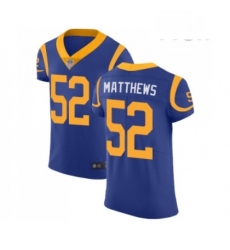 Men Los Angeles Rams 52 Clay Matthews Royal Blue Alternate Vapor Untouchable Elite Player Football Jersey