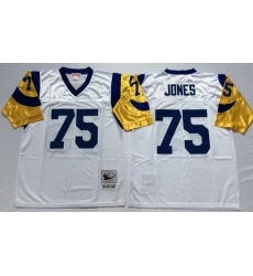 Men Los Angeles Rams 75 Deacon Jones White M&N Throwback Jersey