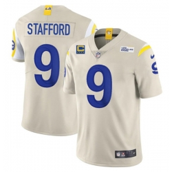 Men Los Angeles Rams 9 Matthew Stafford 2022 Bone With 4 Star C Patch Vapor Untouchable Limited Stitched Jersey