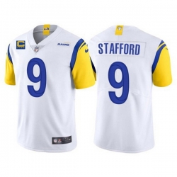 Men Los Angeles Rams 9 Matthew Stafford 2022 White With 4 Star C Patch Vapor Untouchable Limited Stitched Jersey