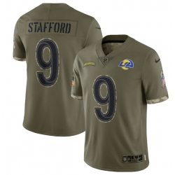 Men Los Angeles Rams 9 Matthew Stafford Olive 2022 Salute To Service Limited Stitched Jersey