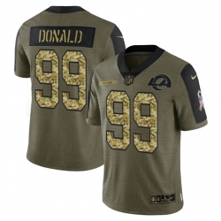 Men Los Angeles Rams 99 Aaron Donald 2021 Salute To Service Olive Camo Limited Stitched Jersey