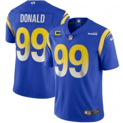 Men Los Angeles Rams 99 Aaron Donald 2022 Royal With 4 Star C Patch Vapor Untouchable Limited Stitched Jersey