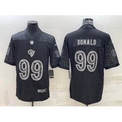 Men Los Angeles Rams 99 Aaron Donald Black Reflective Limited Stitched Football Jersey