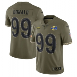 Men Los Angeles Rams 99 Aaron Donald Olive 2022 Salute To Service Limited Stitched Jersey