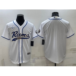 Men Los Angeles Rams Blank White With Patch Cool Base Stitched Baseb