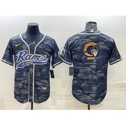 Men Los Angeles Rams Grey Camo Team Big Logo With Patch Cool Base Stitched Baseball Jersey