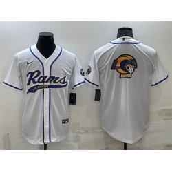 Men Los Angeles Rams White Team Big Logo With Patch Cool Base Stitched Baseb